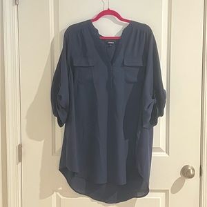Navy Torrid Blouse - Harper Georgette Pullover
